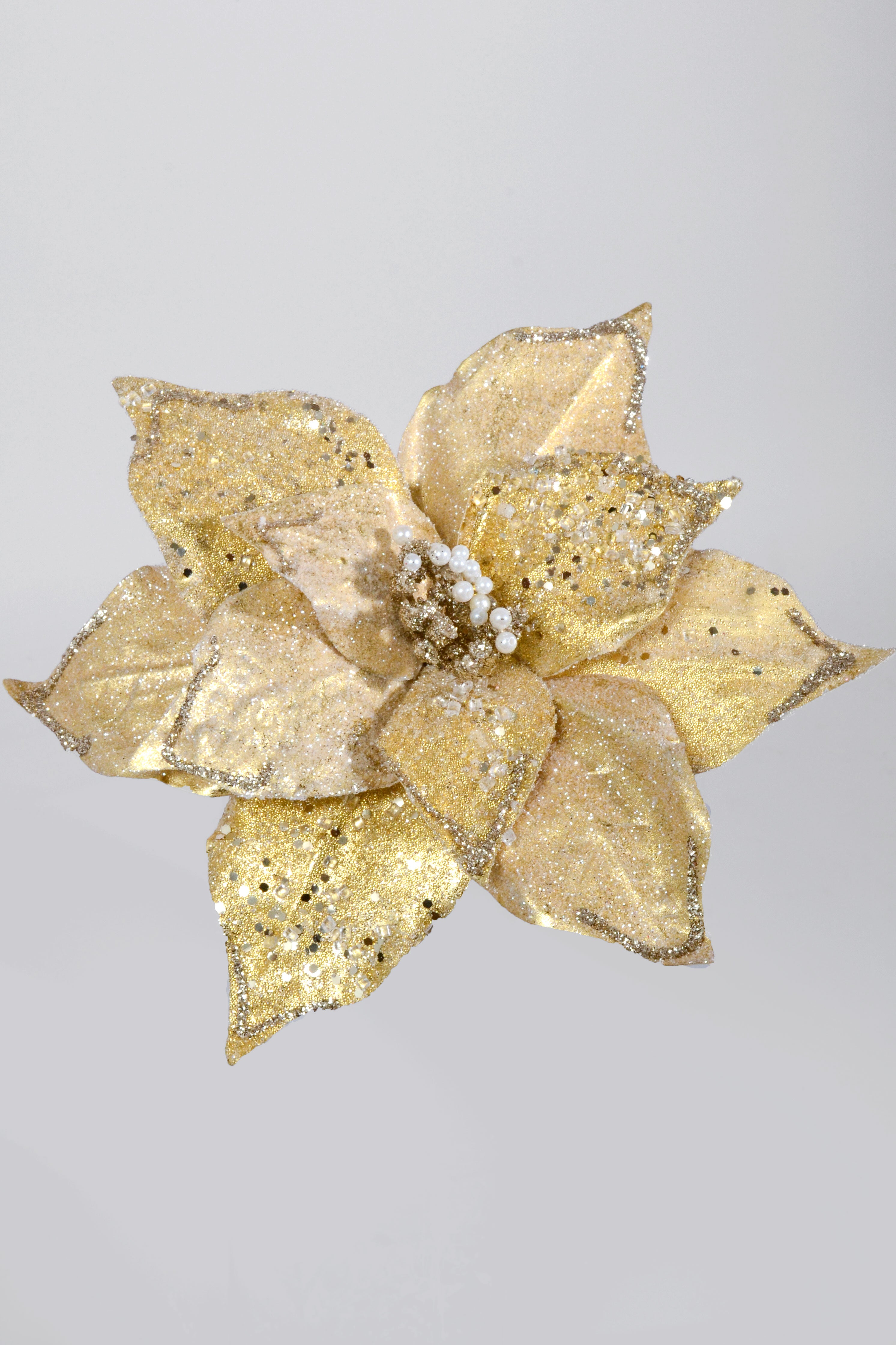 9" Poinsettia Pick Gold