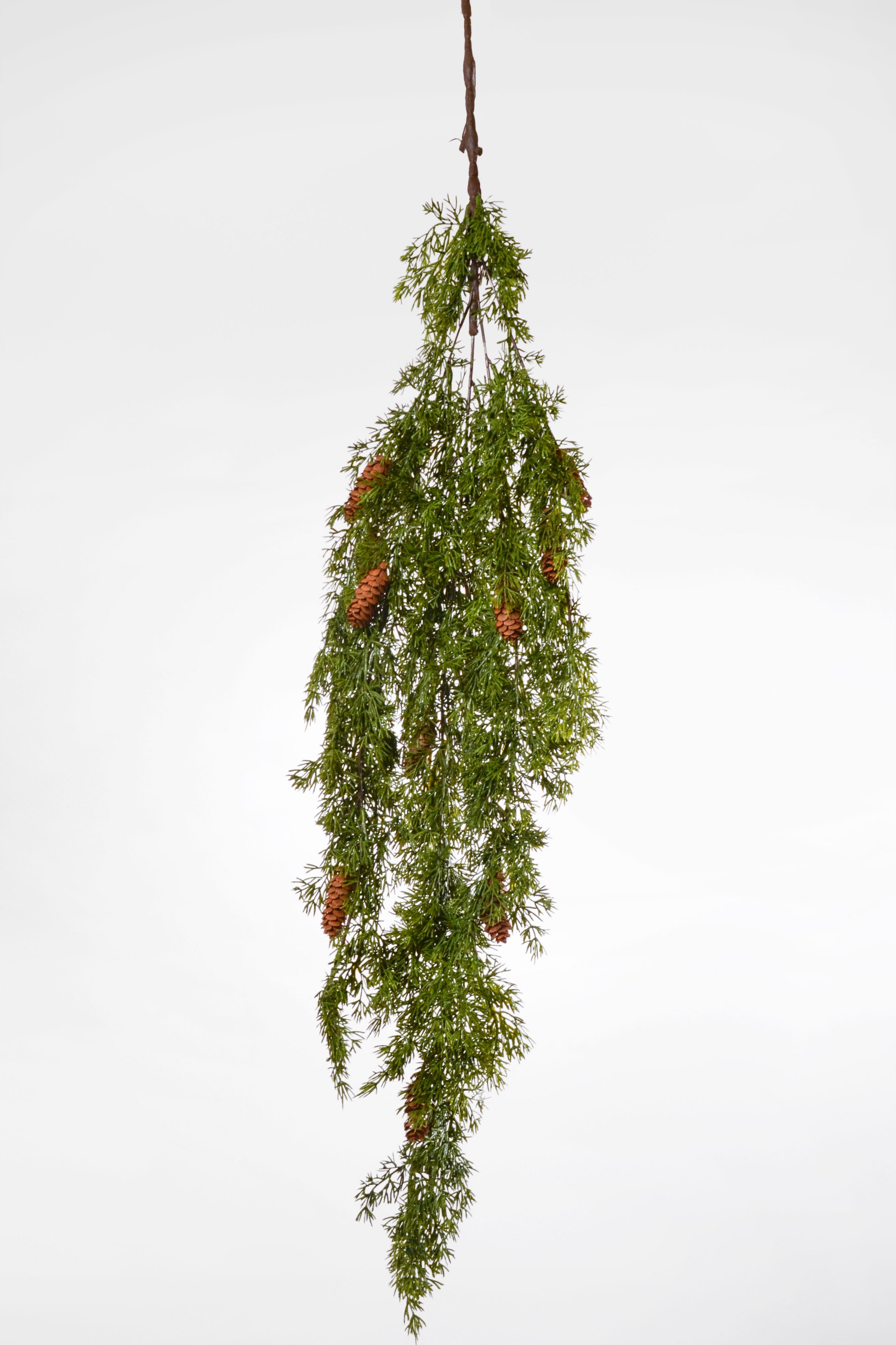 41" Hanging Cedar Spray With Pinecone Green