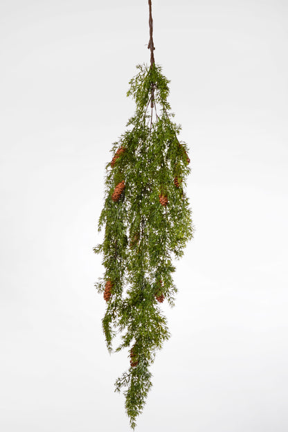 41" Hanging Cedar Spray With Pinecone Green