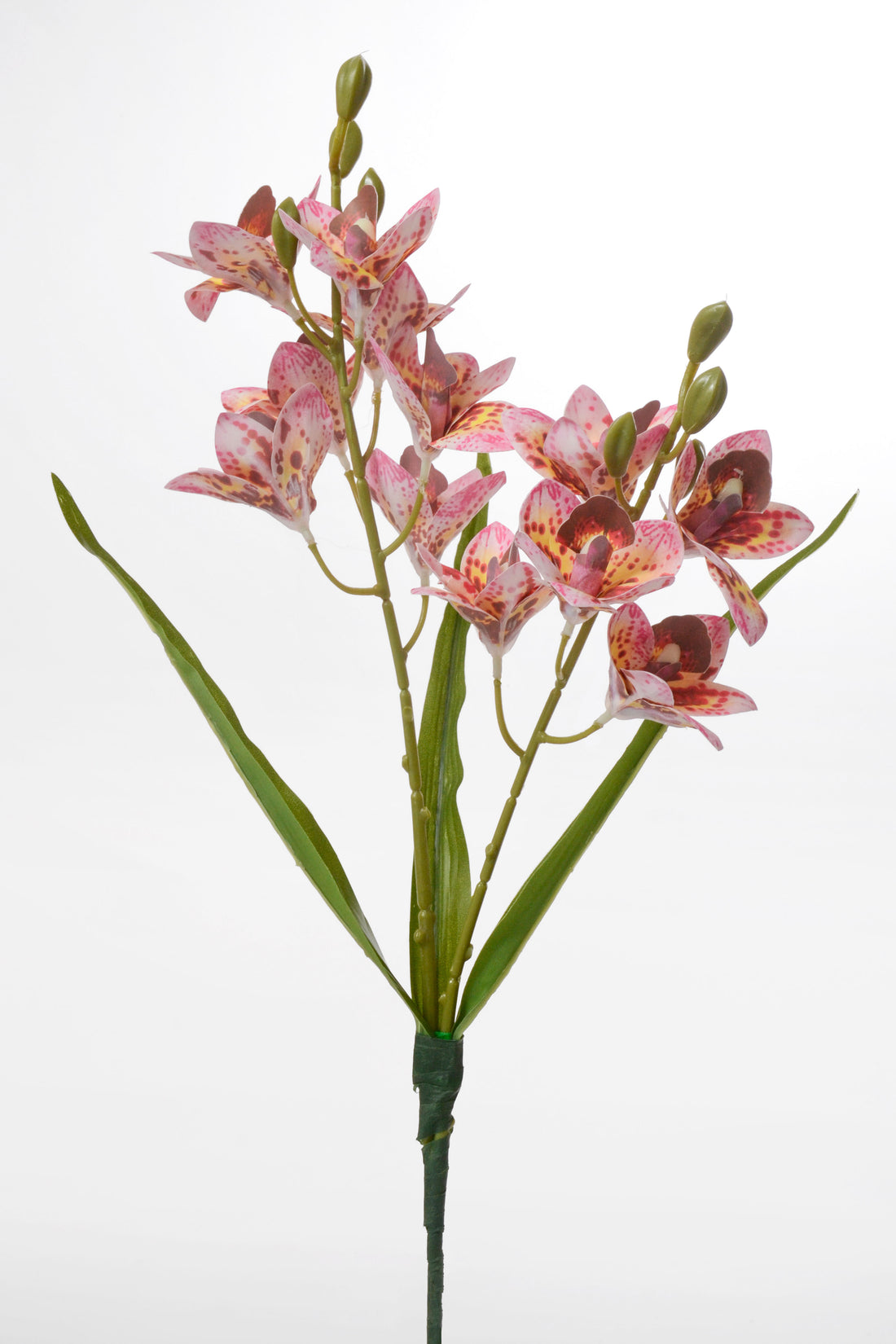 19" Artificial Mini Cymbidium Bush Lavender/Burgundy