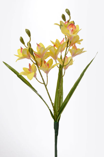 19" Artificial Mini Cymbidium Bush Yellow