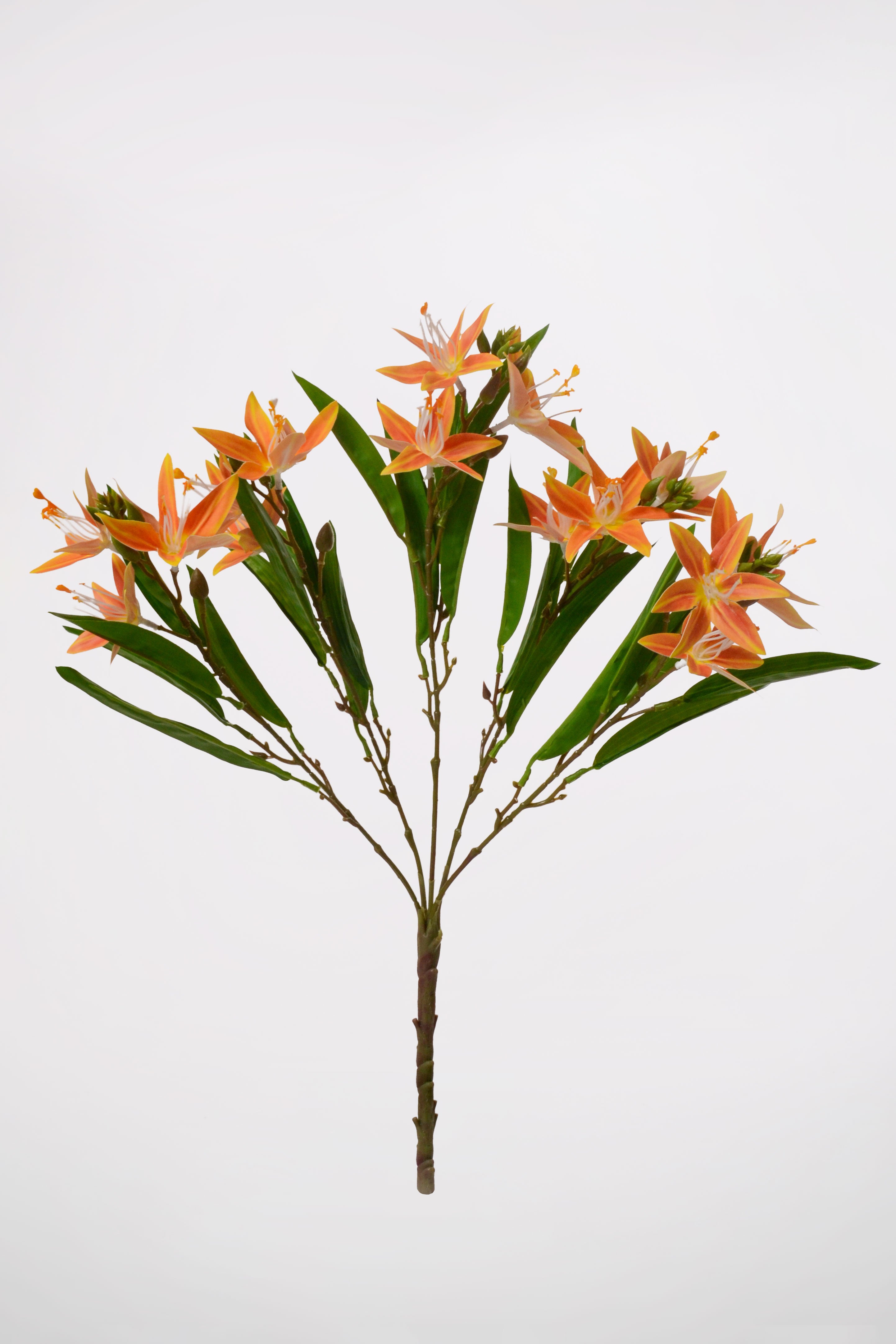 18" Artificial Cymbidium Orchid Bush Orange