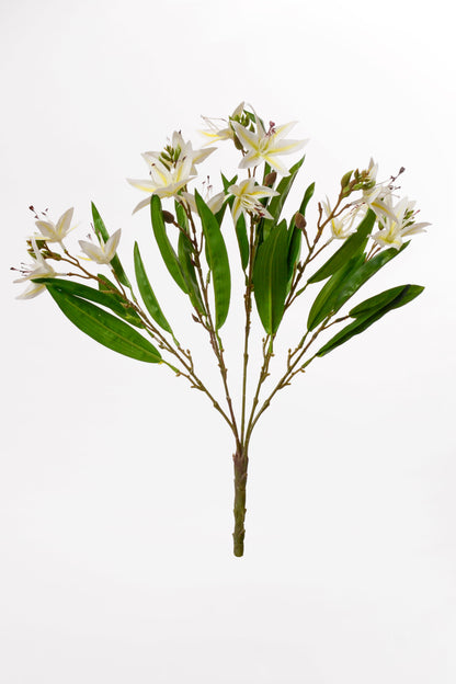 18" Artificial Cymbidium Orchid Bush White