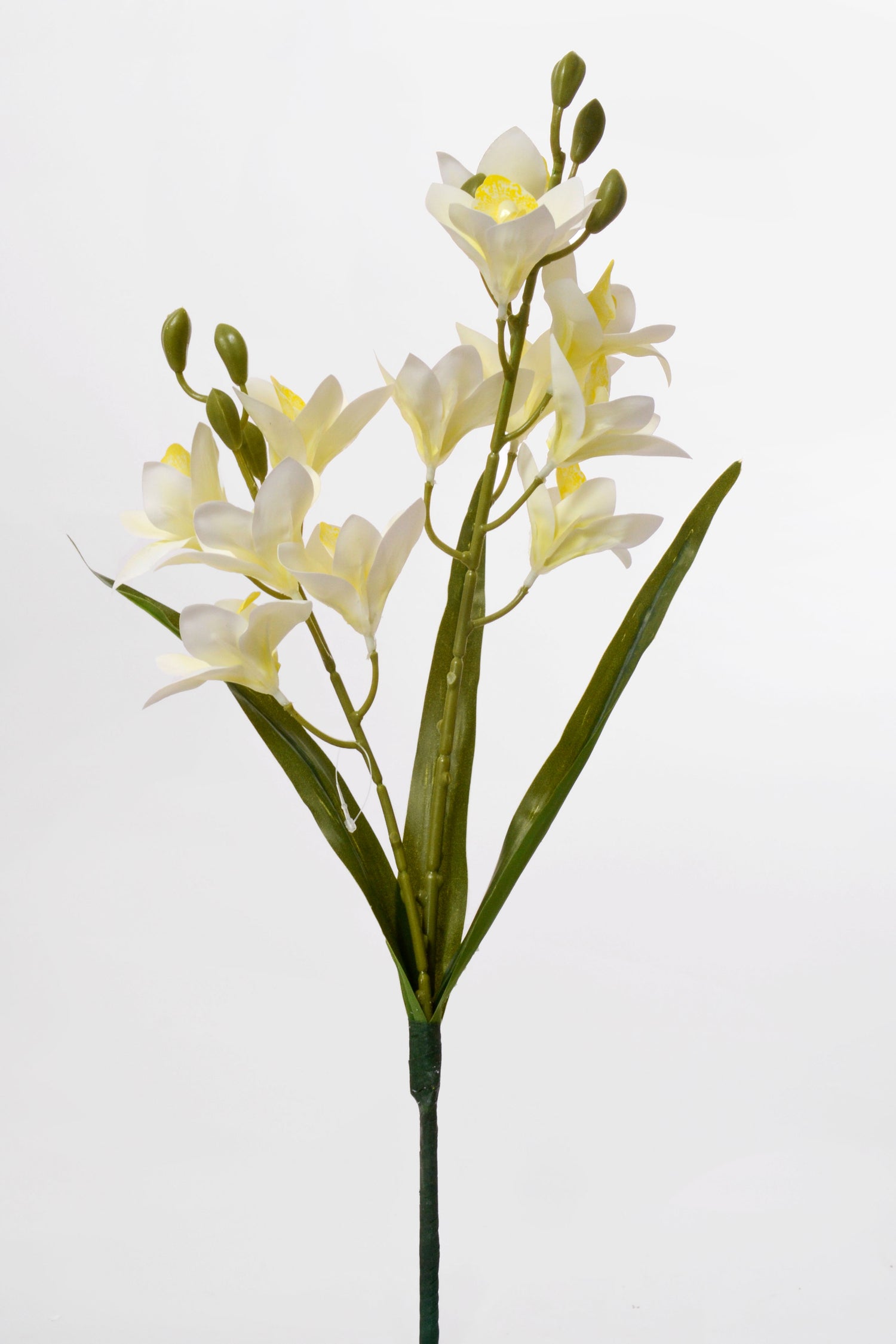 19" Artificial Mini Cymbidium Bush White