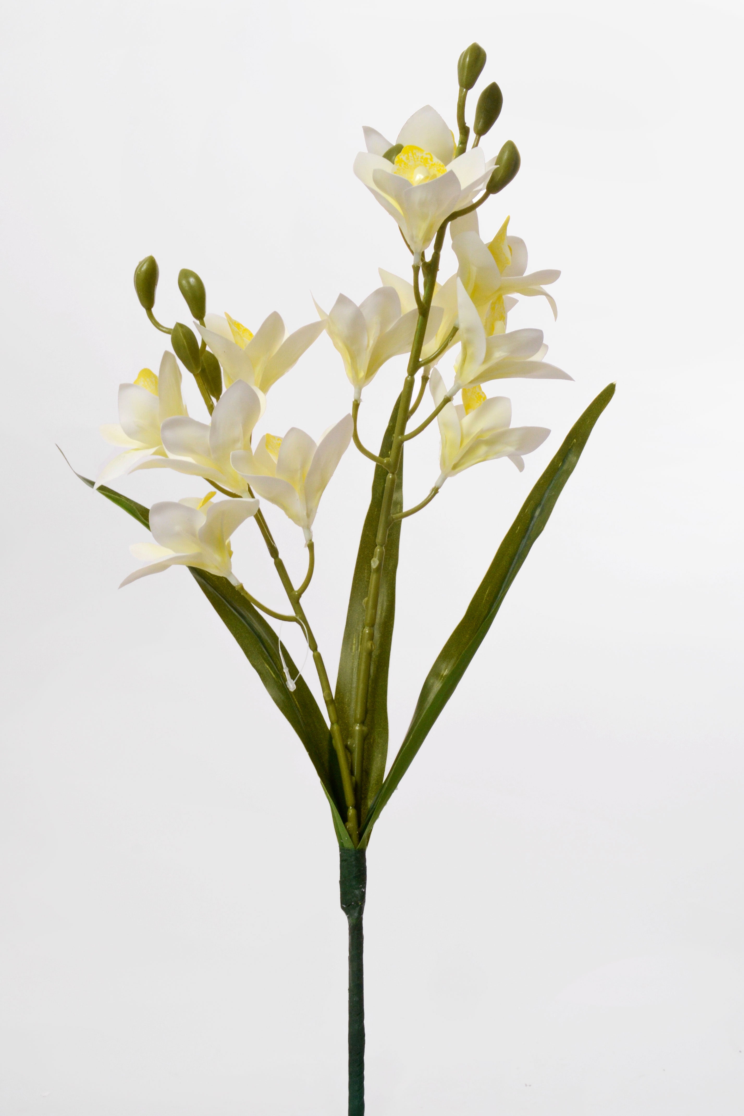 19" Artificial Mini Cymbidium Bush White