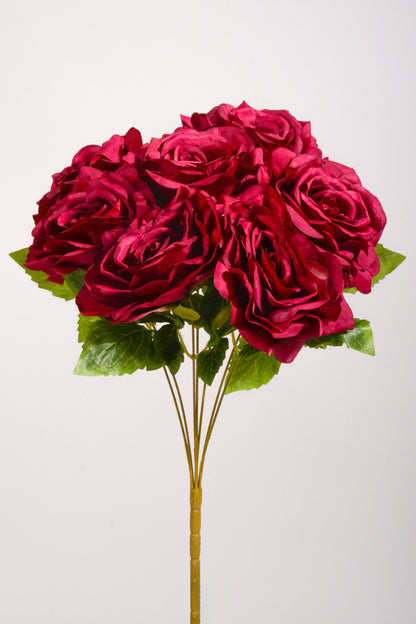 17.5" Silk Rose Bush Burgundy