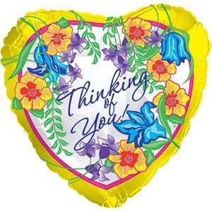 17" Thinking Of You Floral Foil Balloon Multi Color Pkg/10