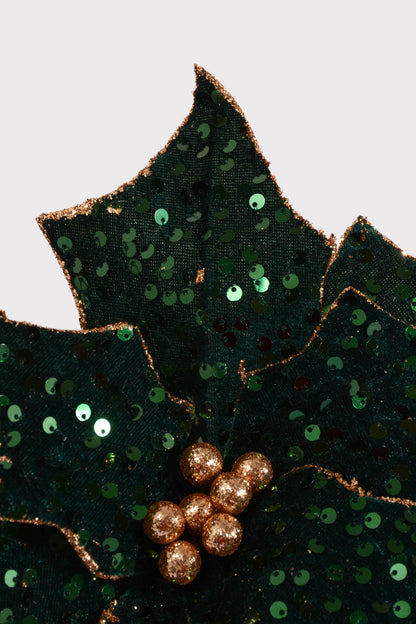 23" Sequin Poinsettia Stem Green