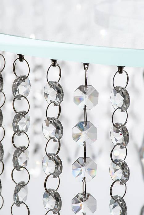 13"x 7.5" Rd Crystal Cake Stand W/beads Clear