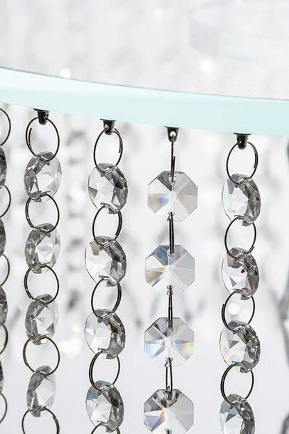 13"x 7.5" Rd Crystal Cake Stand W/beads Clear