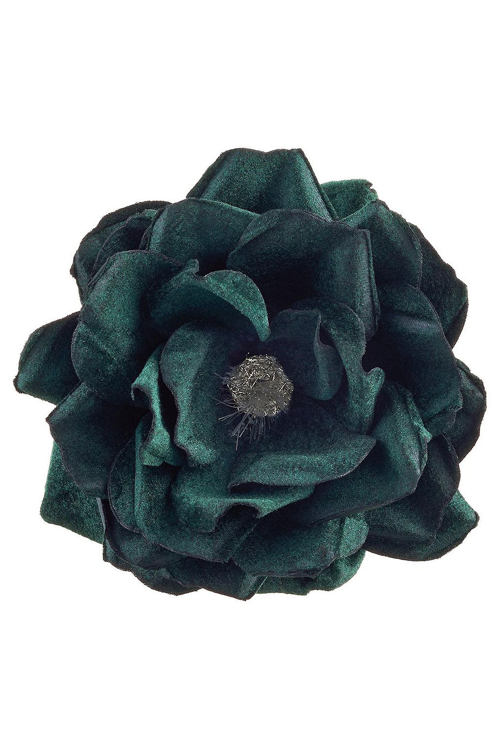 7" Fiber Optical Velvet Rose Clip With Light Dark Green