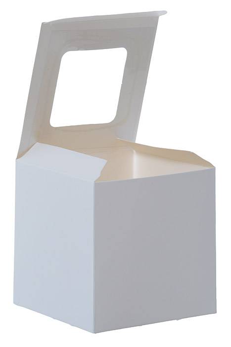 3.5" Square Box W/window White Pkg/12