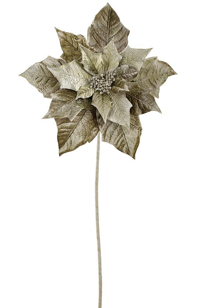 43" Velvet Poinsettia Spray Green