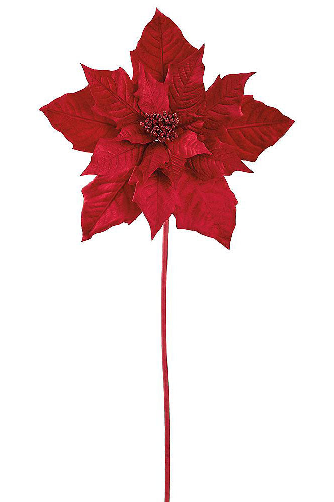 43" Velvet Poinsettia Spray Red