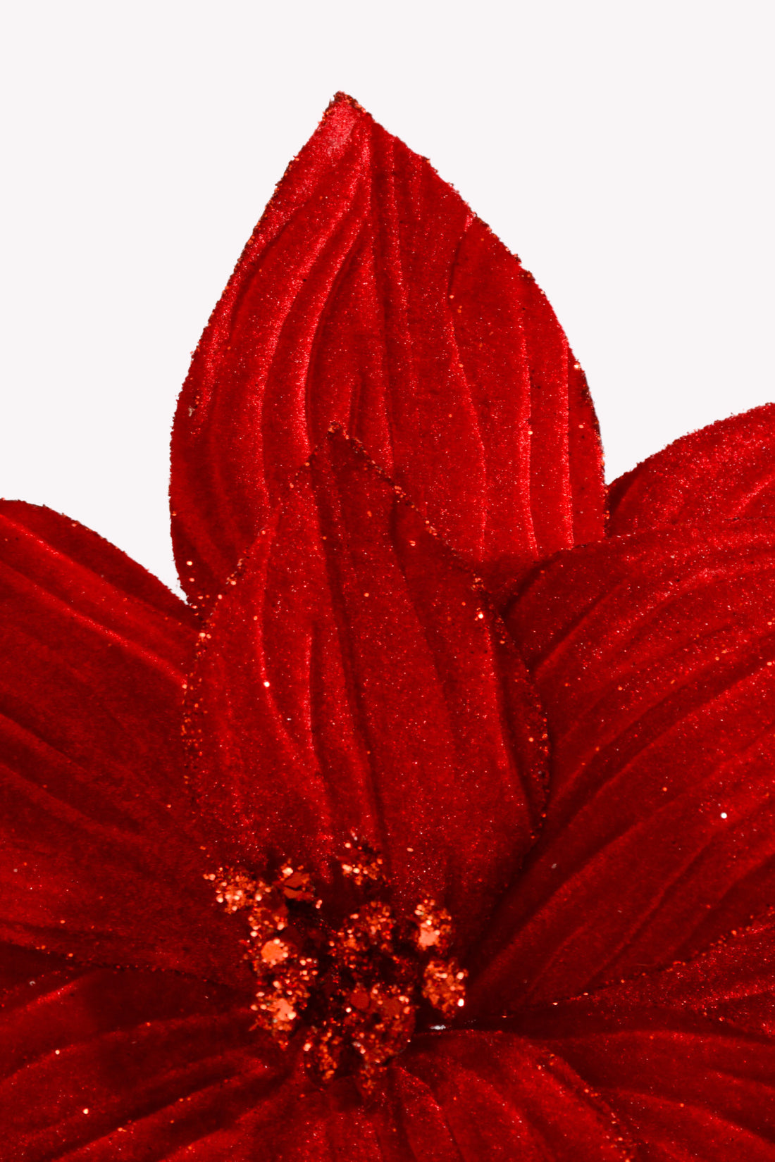 25" Velvet Glitter Poinsettia Stem Red