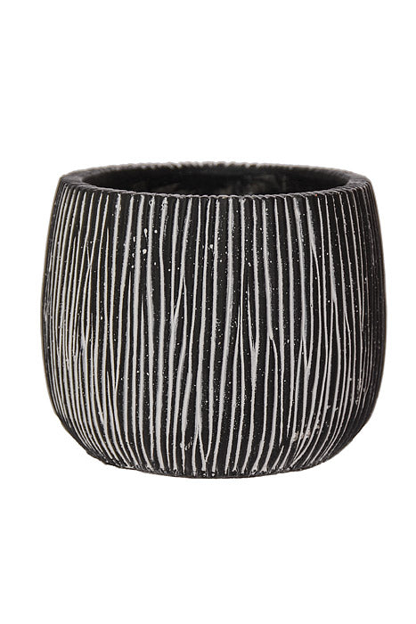 4" X 3.5" Round Pot Black/White