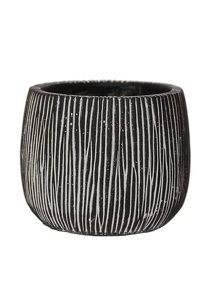 4" X 3.5" Round Pot Black/White