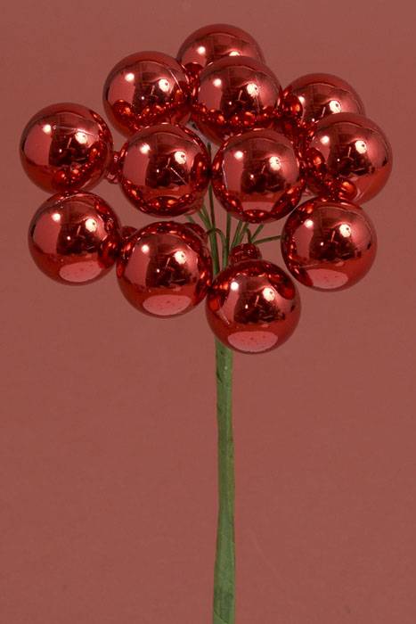 25mm Shiny Ball W/wire Red Pkg/12