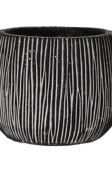 4" X 3.5" Round Pot Black/White