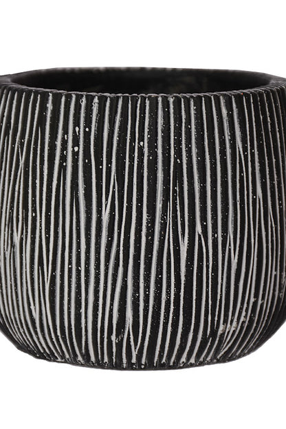 4" X 3.5" Round Pot Black/White
