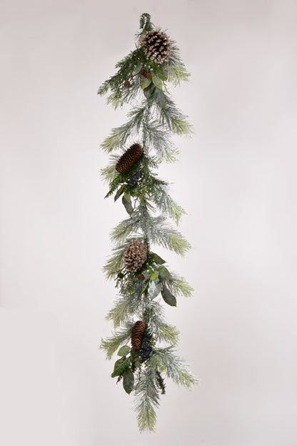 52" Frost Pine Cedar Leaf Garland Frosted Green Brown