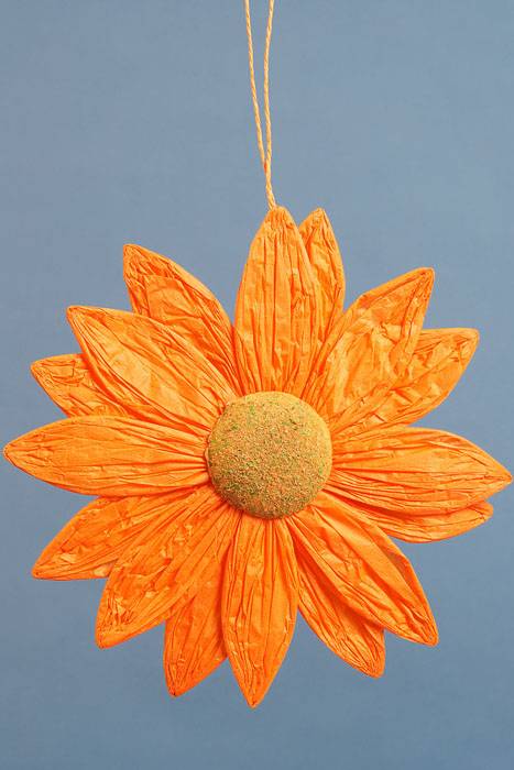 9.5" Hanging Paper Flower Orange