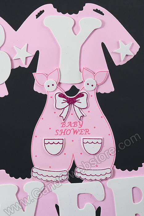 17" X 31" Girl Overall Foam Sign W/streamer Pink