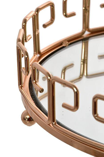 11" Metal/mirror Round Tray Gold