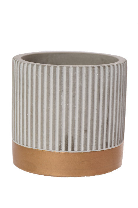 4" X 4" Round Pot Gray/Gold