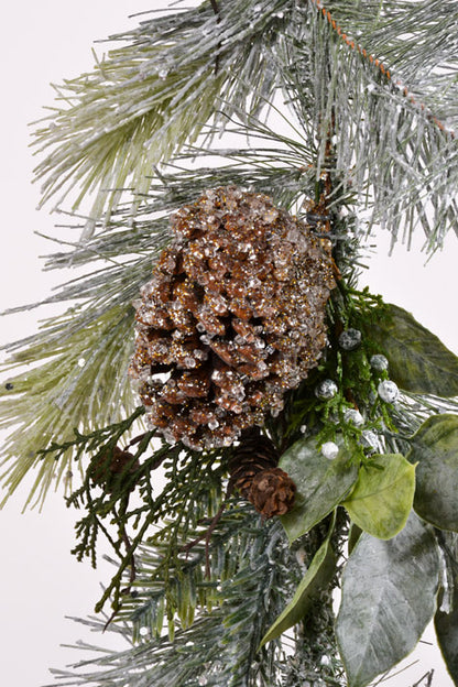 52" Frost Pine Cedar Leaf Garland Frosted Green Brown