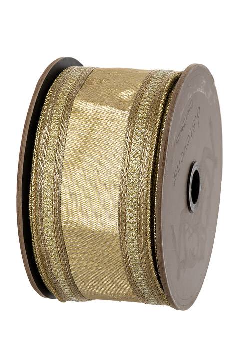 2.5" X 10yds Faux Met Dupion Stripe Edge Gold