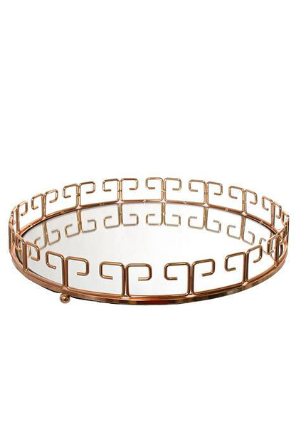 13" Metal/mirror Round Tray Gold