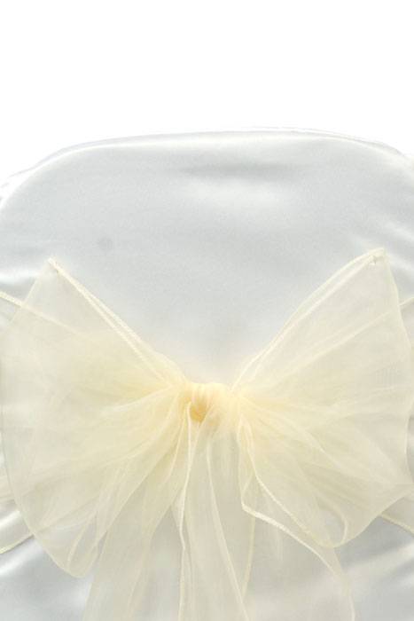 9" X 10ft Organza Chair Bow Ivory Pkg/6