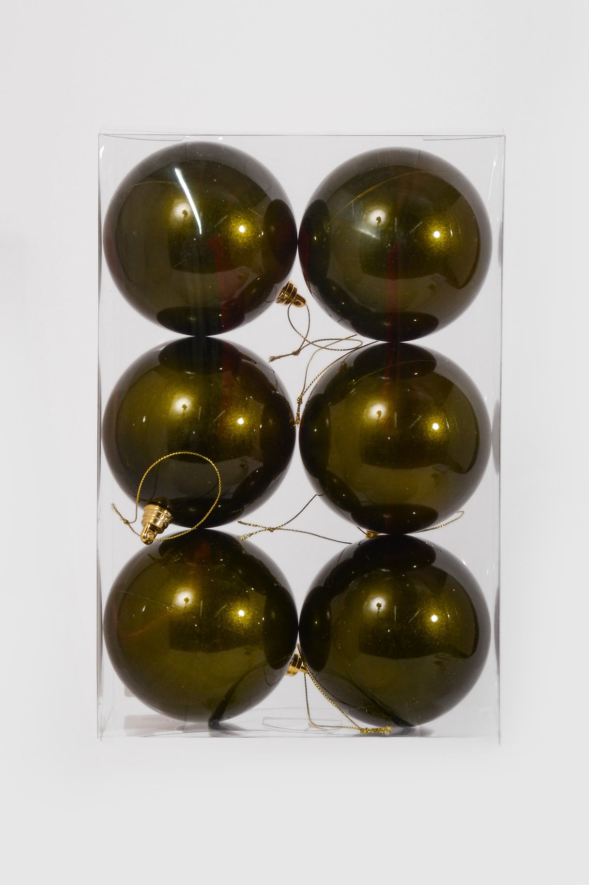 100MM Ornament Ball Dark Lime Green Bx/6