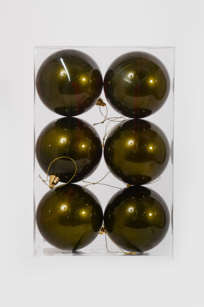 100MM Ornament Ball Dark Lime Green Bx/6