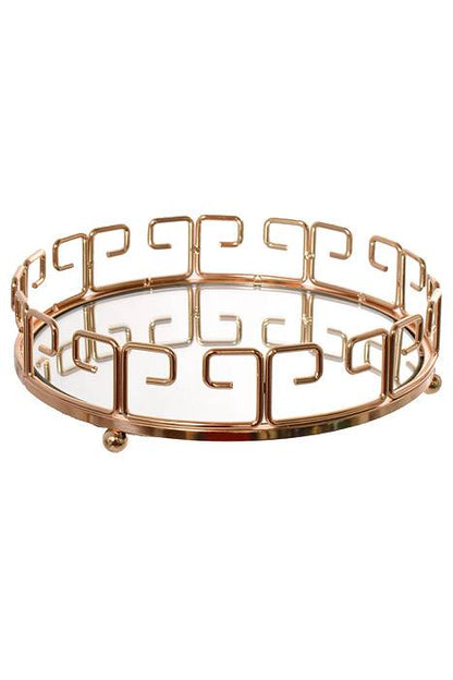 8.25" Metal/mirror Round Tray Gold