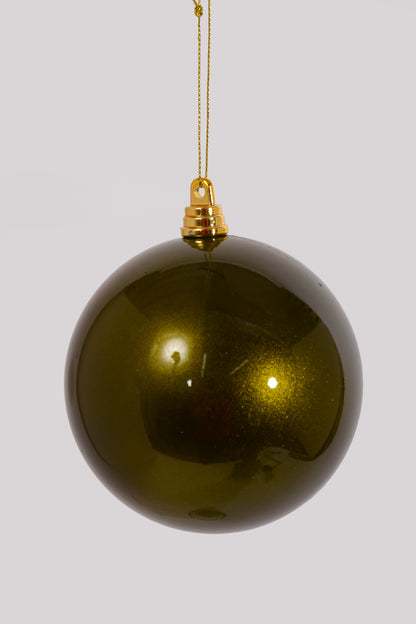 100MM Ornament Ball Dark Lime Green Bx/6