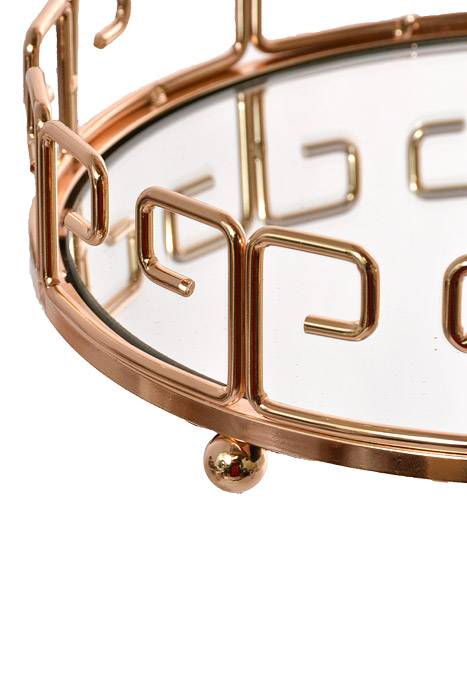 8.25" Metal/mirror Round Tray Gold