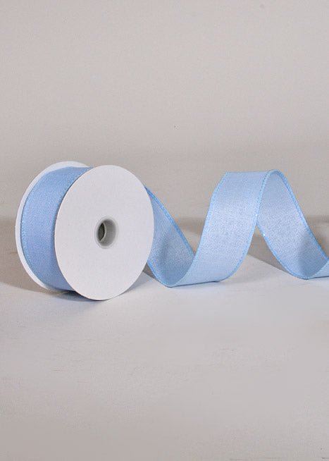 1.5" X 10Yds Wired Poly Linen Ribbon Light Blue