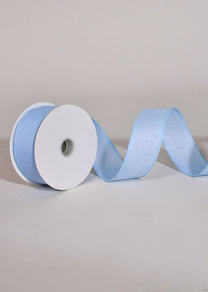 1.5" X 10Yds Wired Poly Linen Ribbon Light Blue