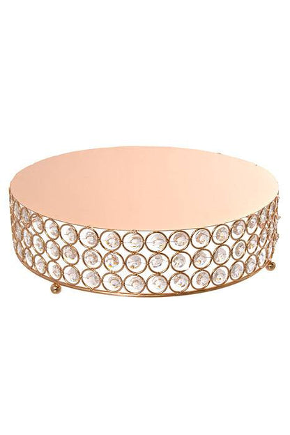 12" Metal Round Cake Stand W/Bead Gold