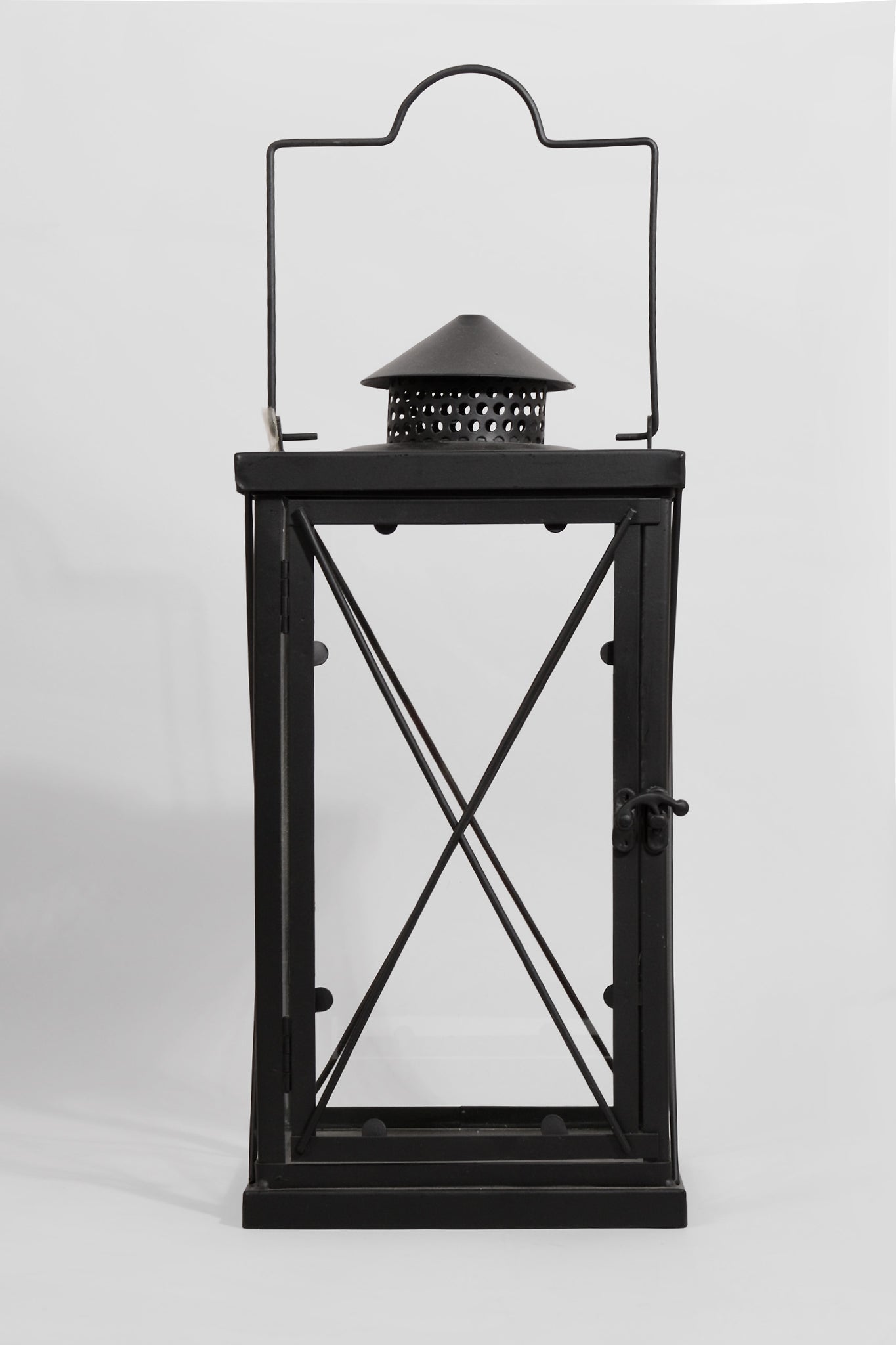 7" X 16" Metal &amp; Glass Candle Lantern Brown/copper