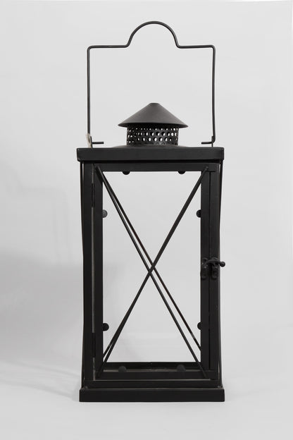 7" X 16" Metal &amp; Glass Candle Lantern Brown/copper