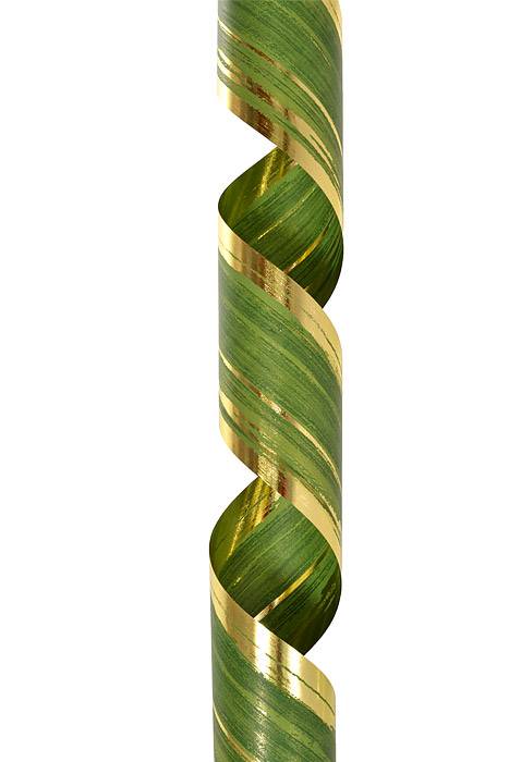 4.25" X 50yds Leaf/Aspidistra Ribbon Gold/Green