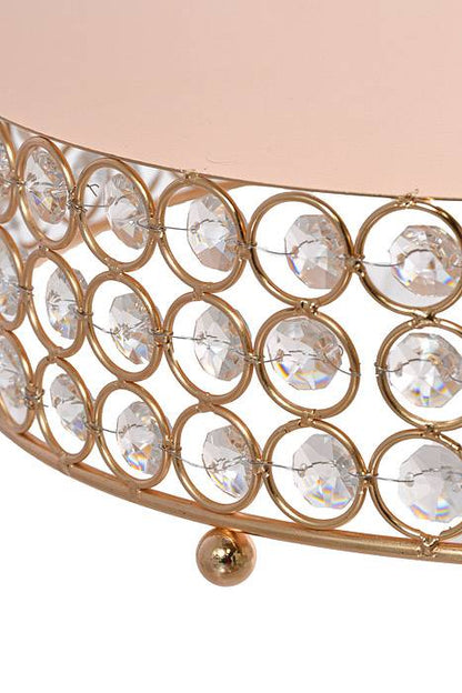 12" Metal Round Cake Stand W/Bead Gold