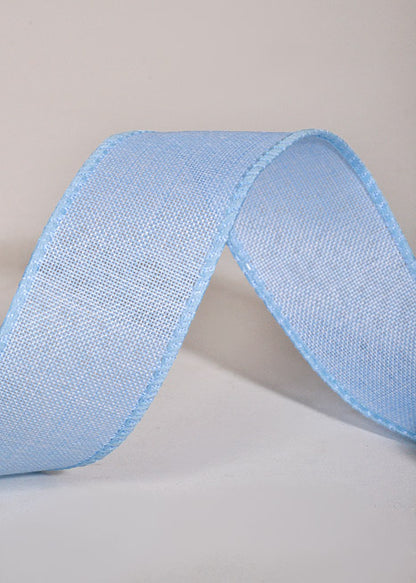 1.5" X 10Yds Wired Poly Linen Ribbon Light Blue