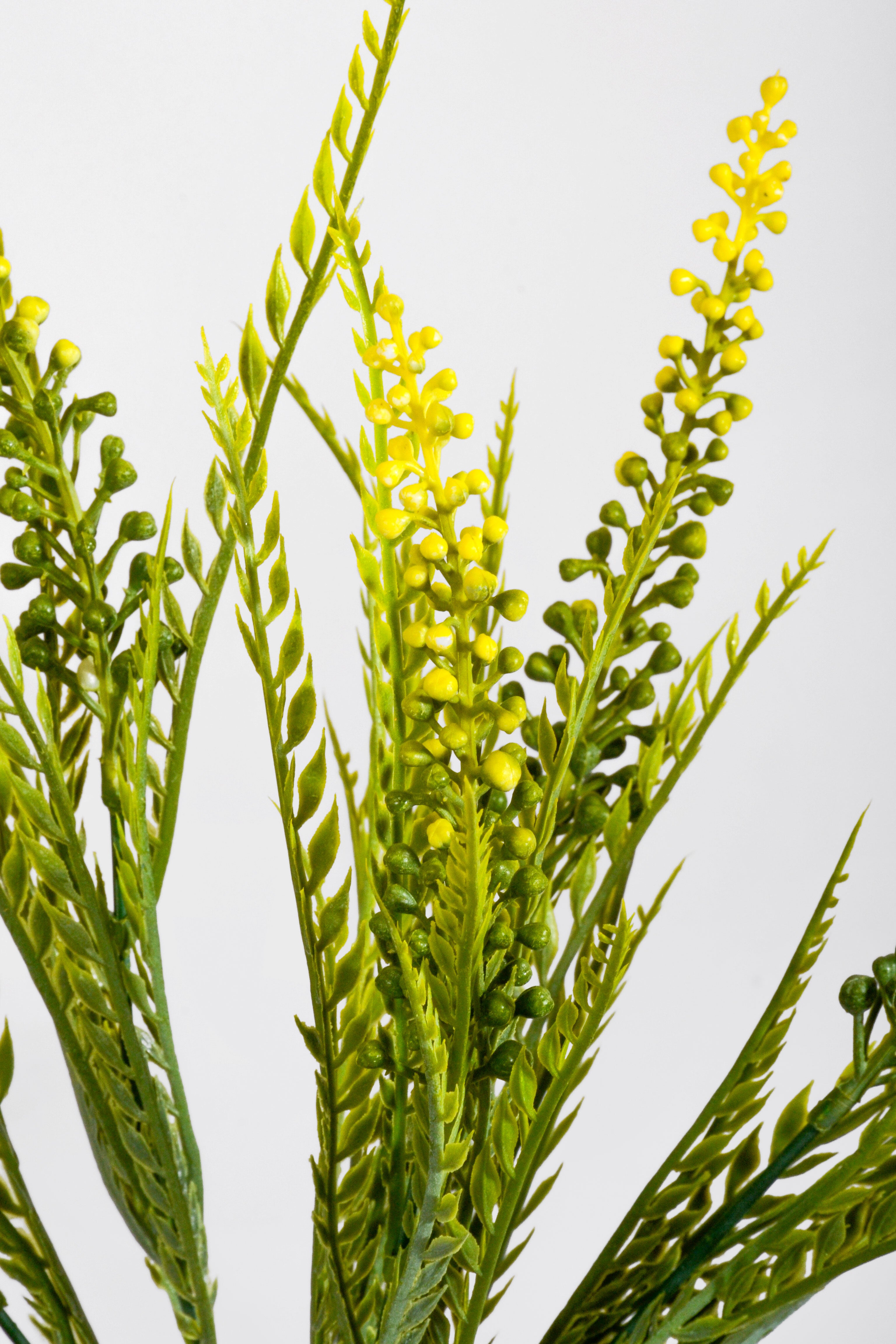 13.5" Artificial Fern Bush Yellow/Green