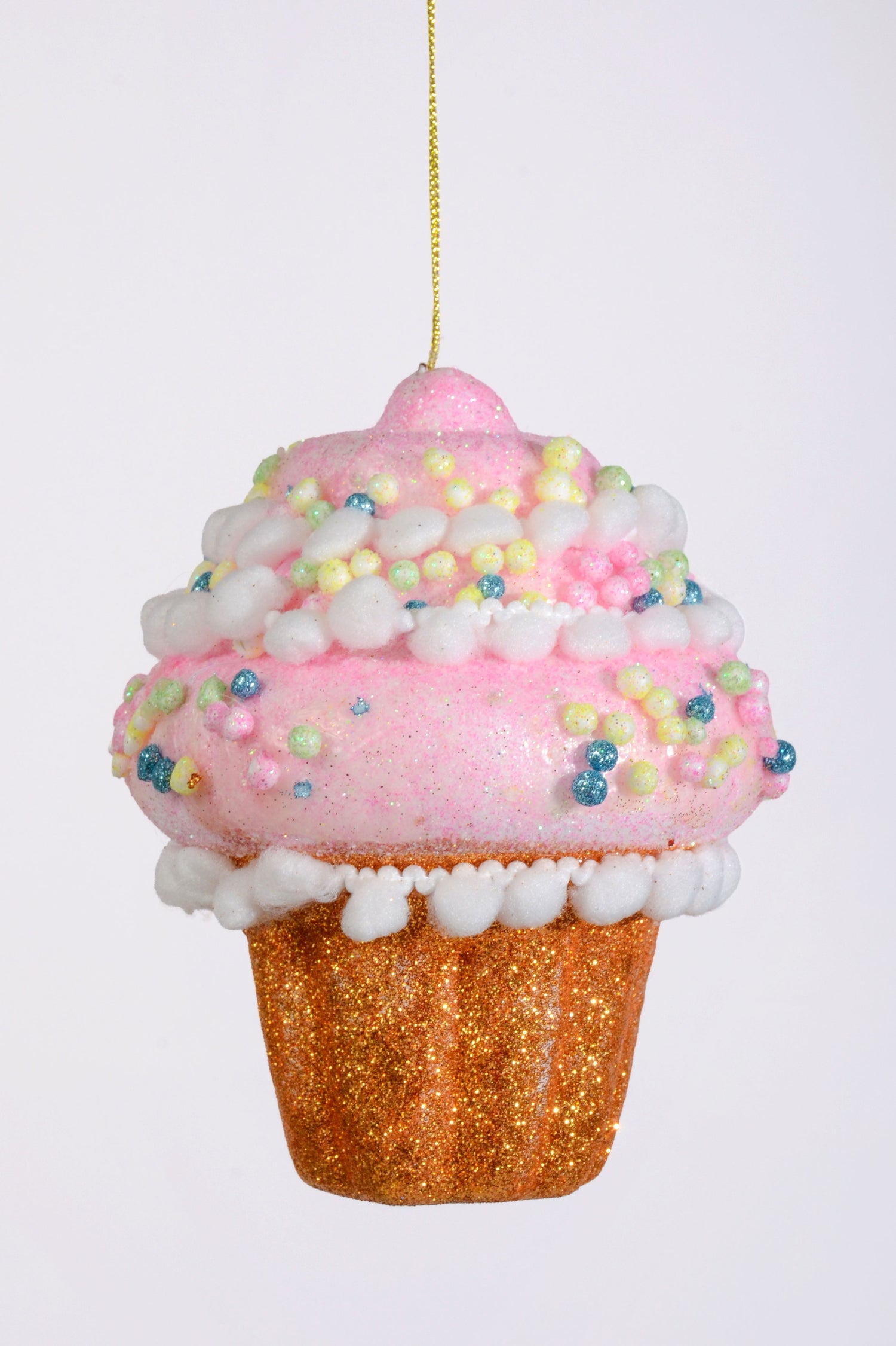 5.5" Glitter/Sparkling Foam Cup Cake Ornament Pink