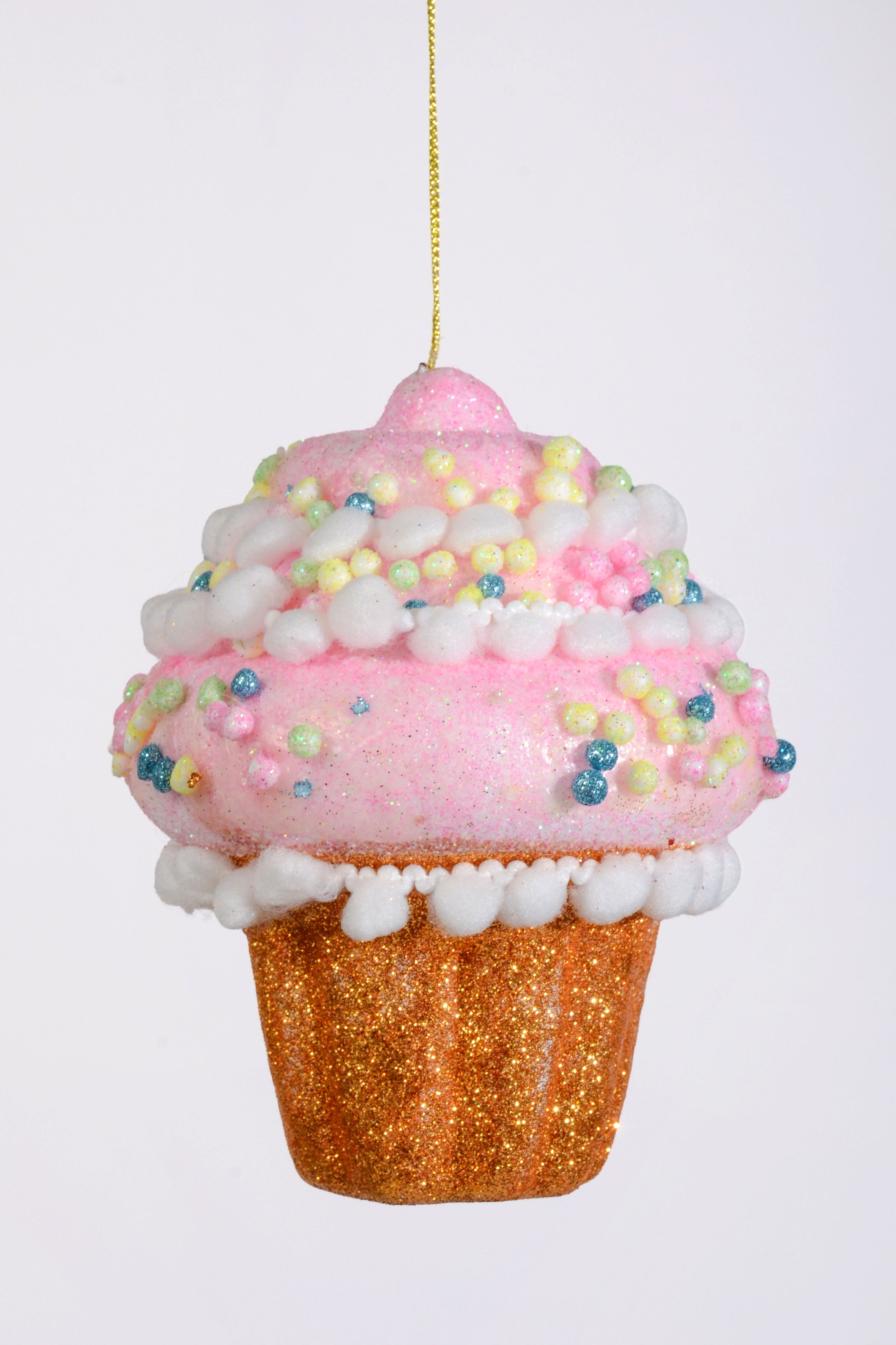 5.5" Glitter/Sparkling Foam Cup Cake Ornament Pink