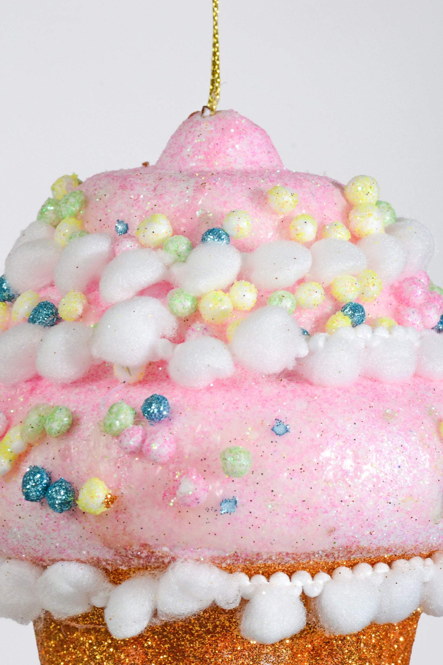 5.5" Glitter/Sparkling Foam Cup Cake Ornament Pink